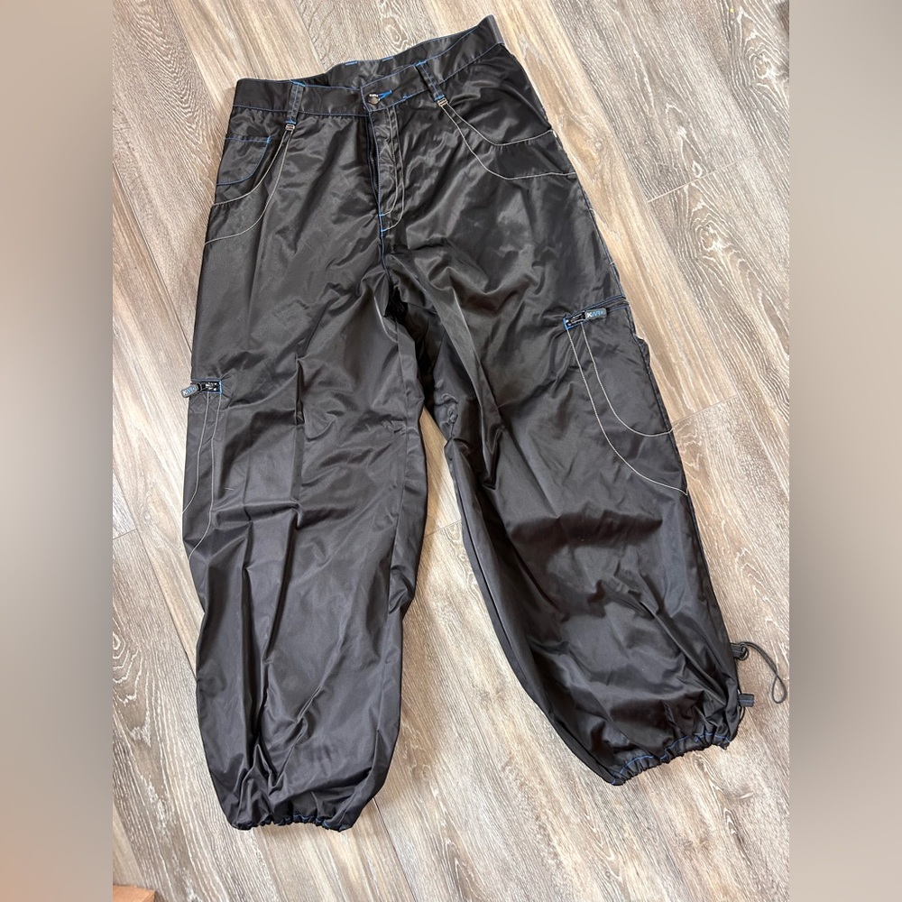 Black kikwear technologies nylon vintage Men's Cargo raver Pants size 36